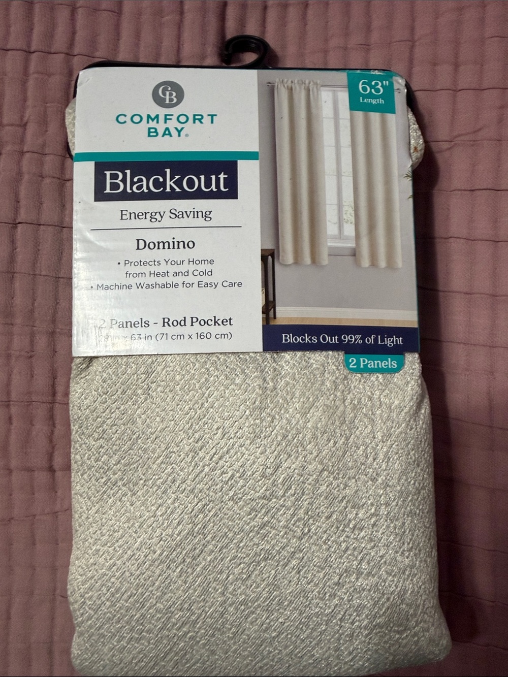 Comfort Bay Ivory Textured Blackout Curtain Panel Pair